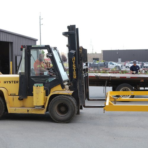 Person driving forklift